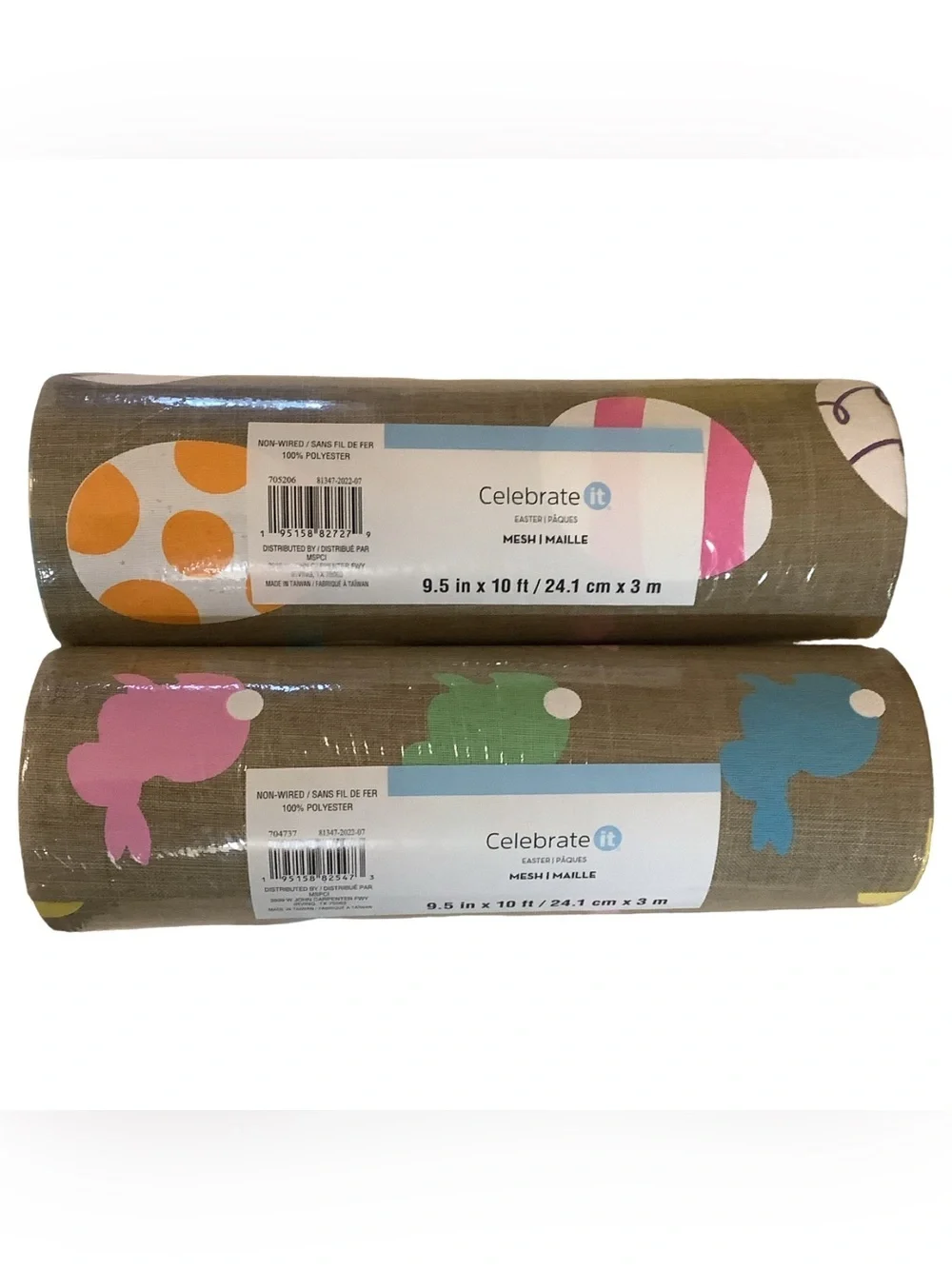 Celebrate it Easter Mesh Bunnies  & Eggs 2pcs Non-Wired 9.5 in x 10 ft each New